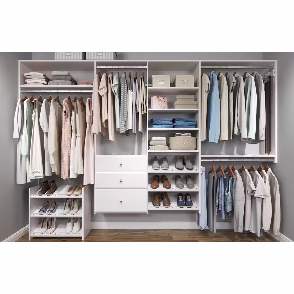 Closet Evolution Essential 60 in. W - 96 in. W White Wood Closet System