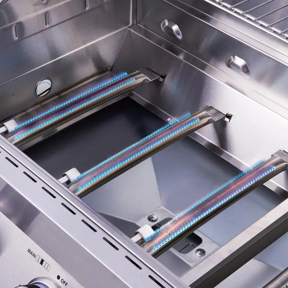 Monument Grills 4-Burner Propane Gas Grill in Stainless with LED Controls, Side and Side Sear Burners