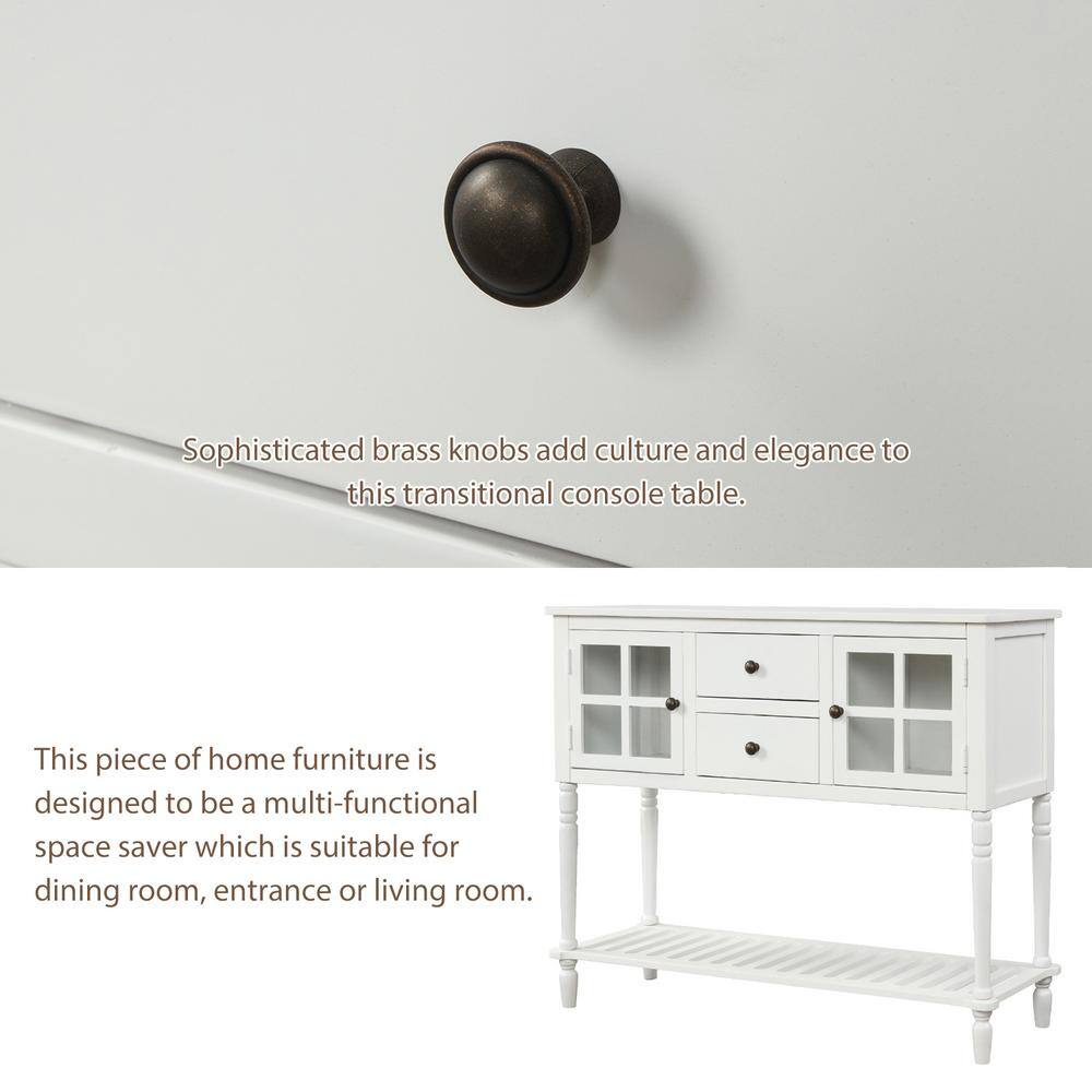 Harper & Bright Designs 42 in. White Standard Rectangle Wood Console Table with Bottom Shelf with Drawers