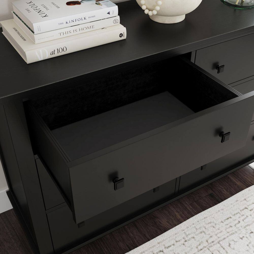 HOMESTYLES Oak Park 6-Drawer Black Dresser 36 in. H x 18 in. D x 54.5 in. W