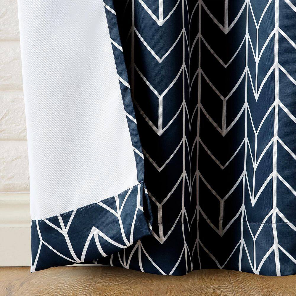 Sun Zero Kenwood Chevron  40 in. W x 95 in. L Blackout Grommet Curtain Panel in Navy