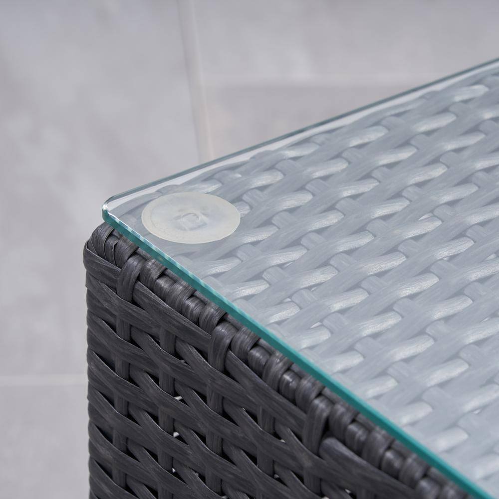 Noble House Santa Rosa Grey 7-Piece Faux Rattan Patio Conversation Sectional Seating Set with Sunbrella Canvas Granite Cushions