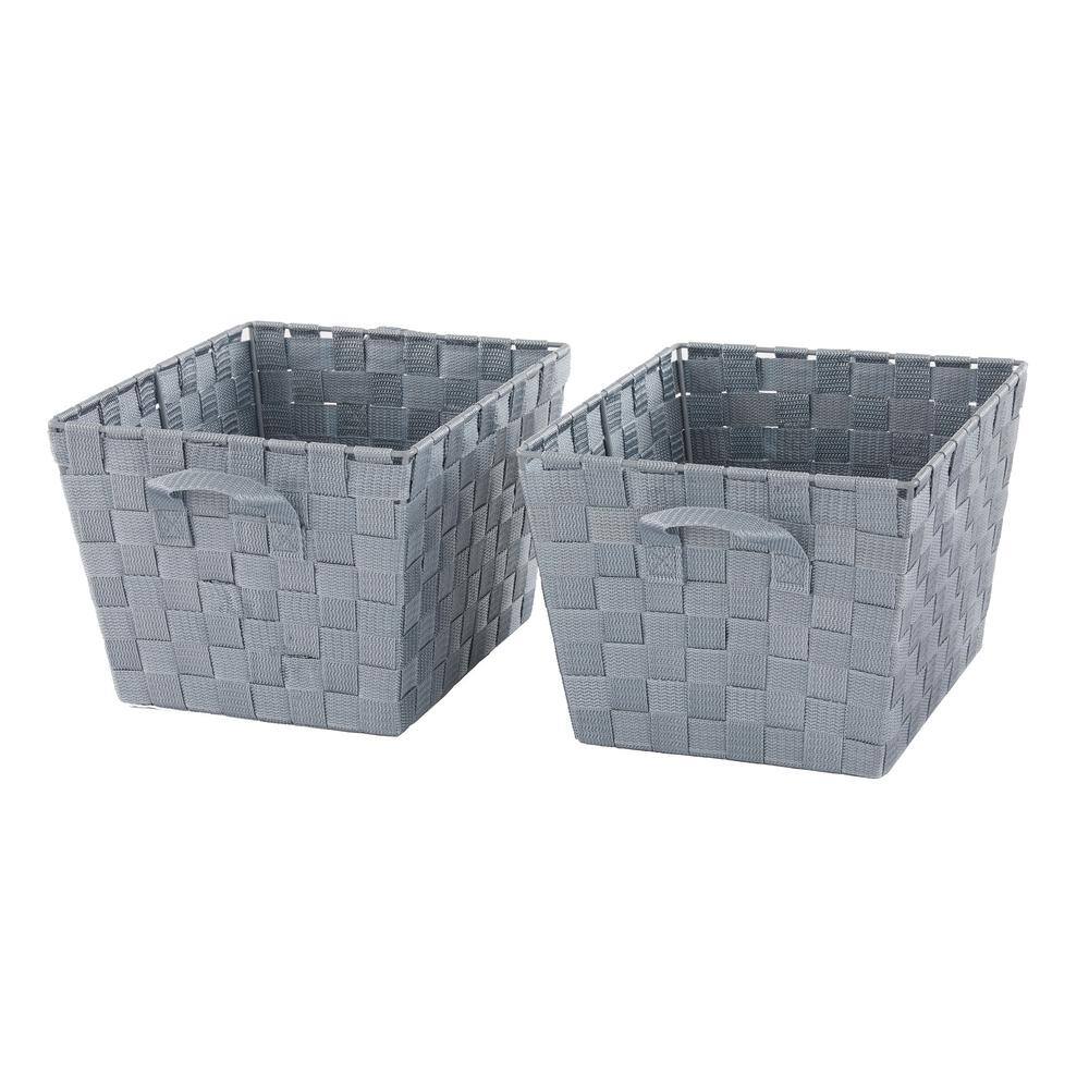 Honey-Can-Do 8 in. H x 10 in. W x 12 in. D Silver Fabric Cube Storage Bin 2-Pack
