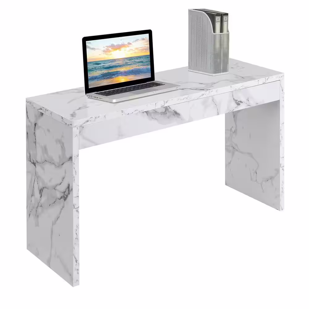 Convenience Concepts Northfield 48 in. L White Faux Marble 28 in. H Rectangle Particle Board Console Table