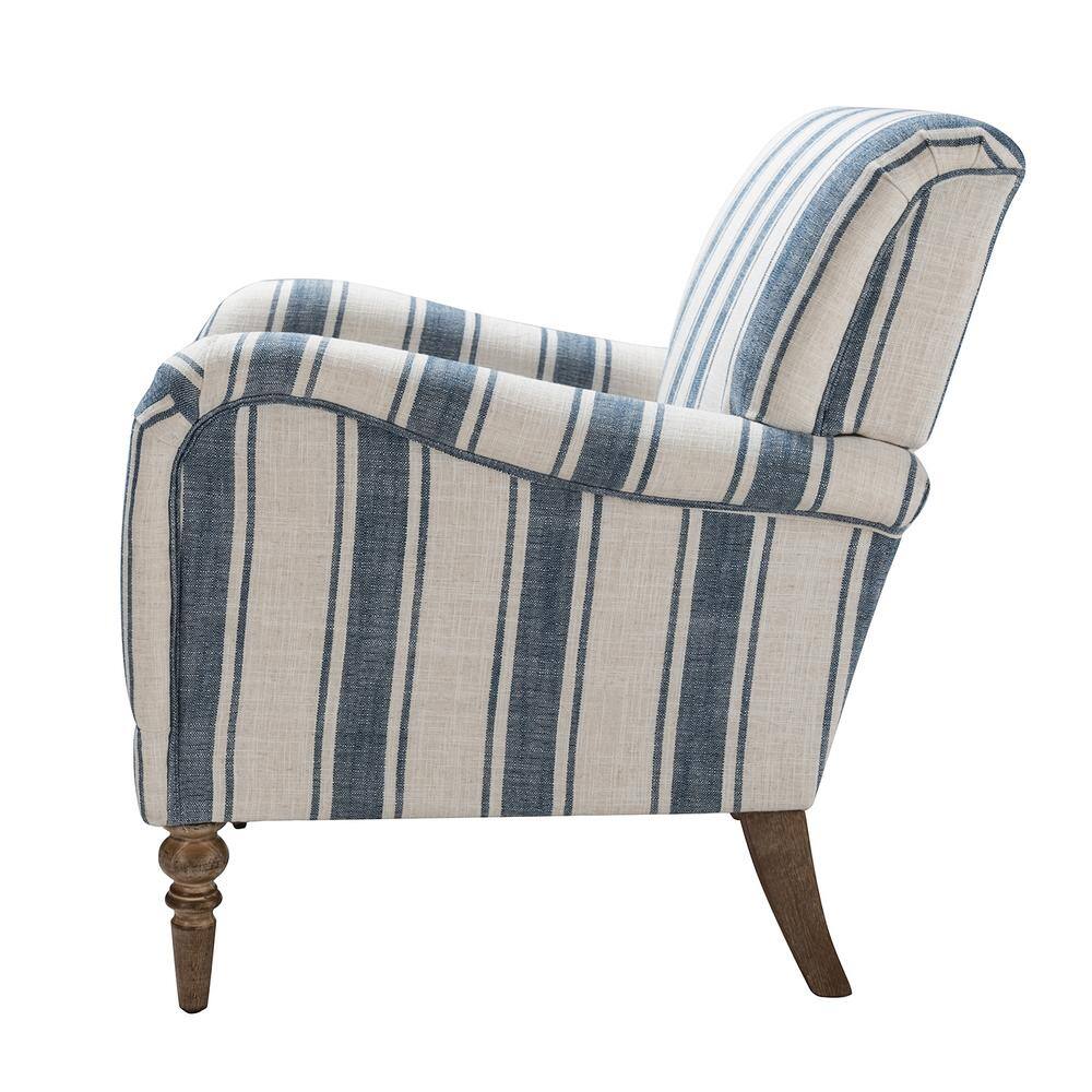 JAYDEN CREATION Hallstatt Navy Classic Wooden Upholstery Accent Arm Chair with Wood Base