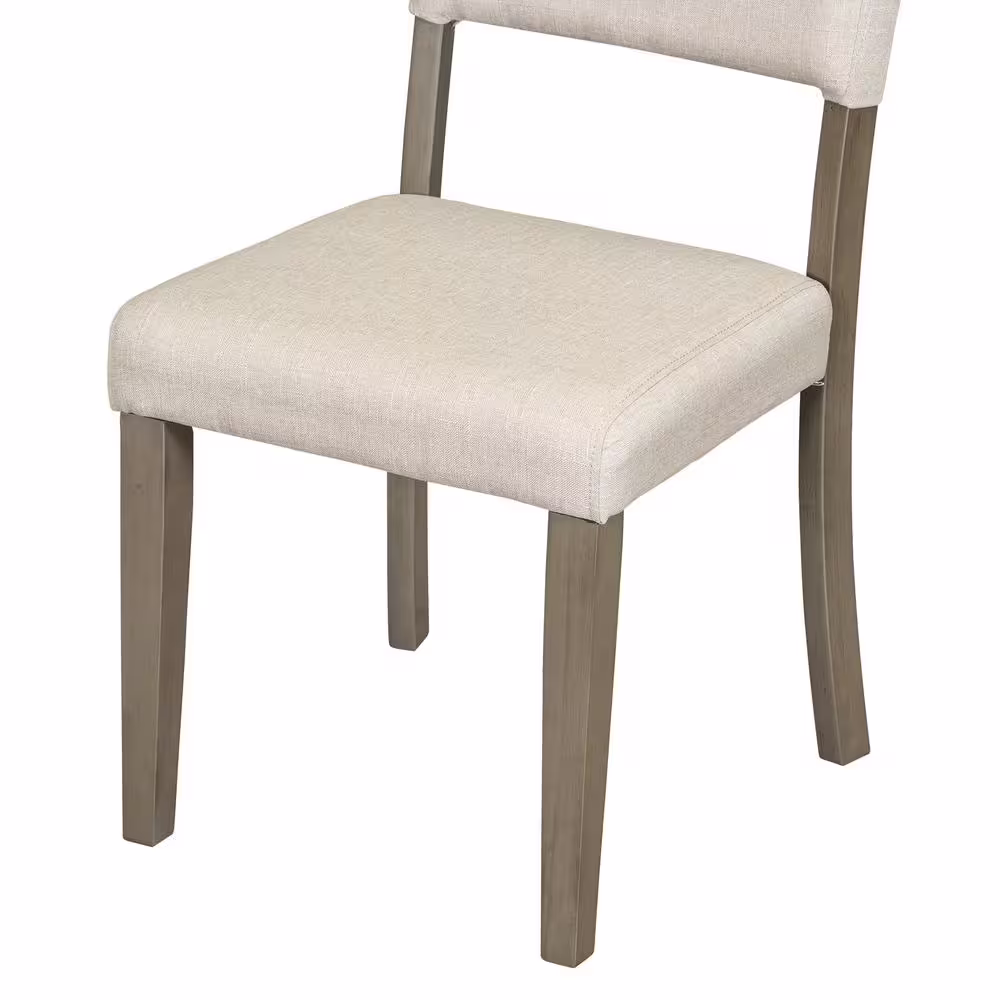 Harper & Bright Designs 5-Piece Taupe Retro Round MDF Top Table Set with 4 Upholstered Chairs