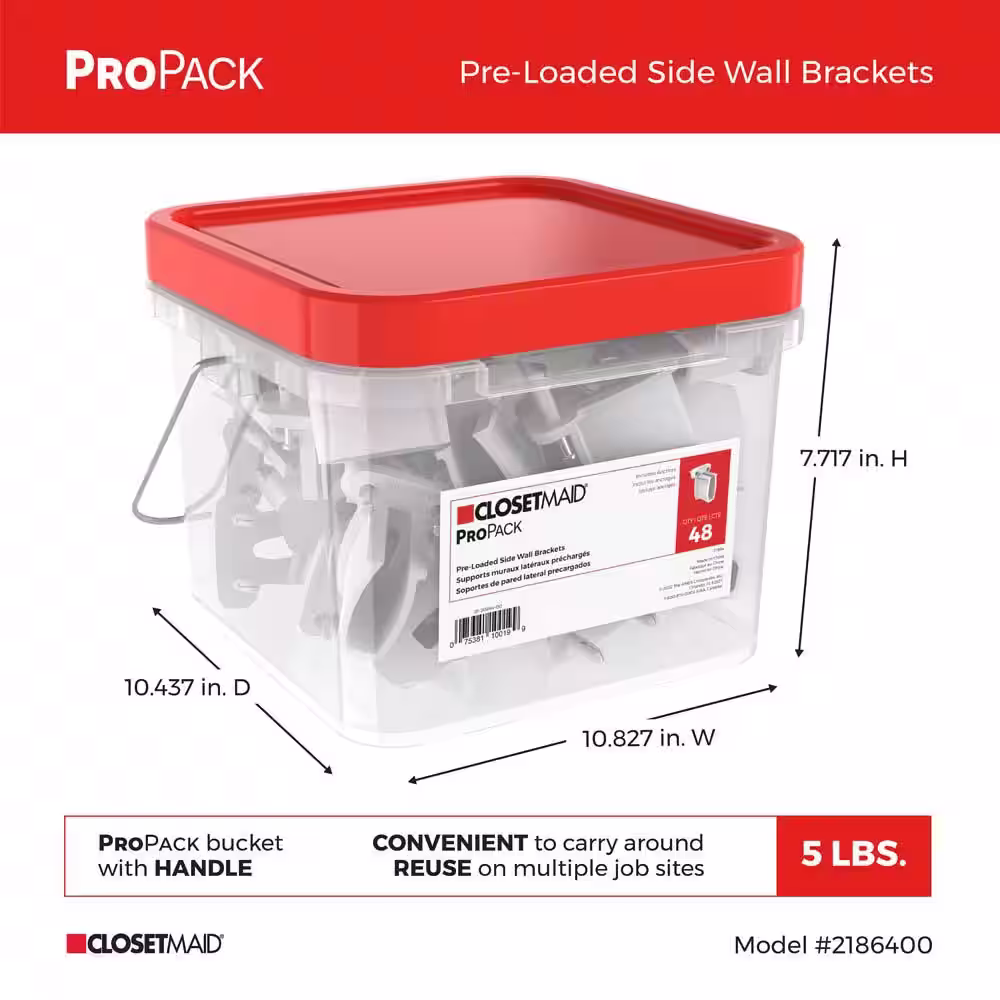 ClosetMaid ProPack Pre-Loaded Side Wall Brackets (48-Piece)