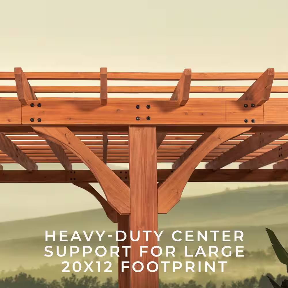 None Beaumont 20 ft. x 12 ft. Light Brown All Cedar Wooden Pergola