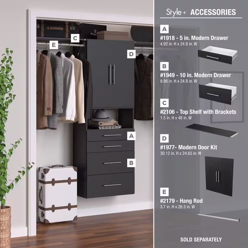 ClosetMaid Style+ 25 in. W Noir Hanging Wood Closet Tower