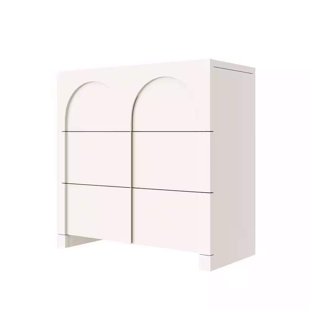 Harper & Bright Designs Half Gloss White Modern Arch Design 3 Drawers 27.6 in. Chest of Drawers