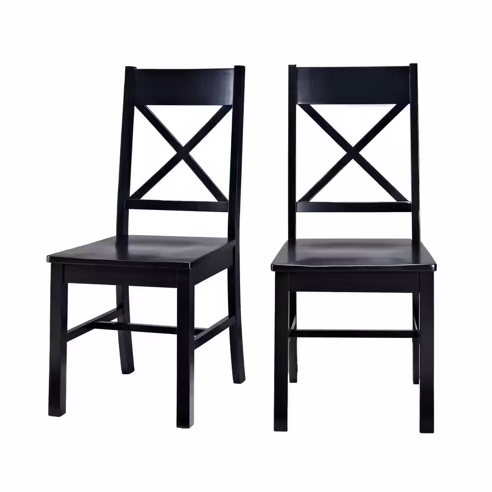Walker Edison Furniture Company Millwright Antique Black Wood Dining Chair (Set of 2)