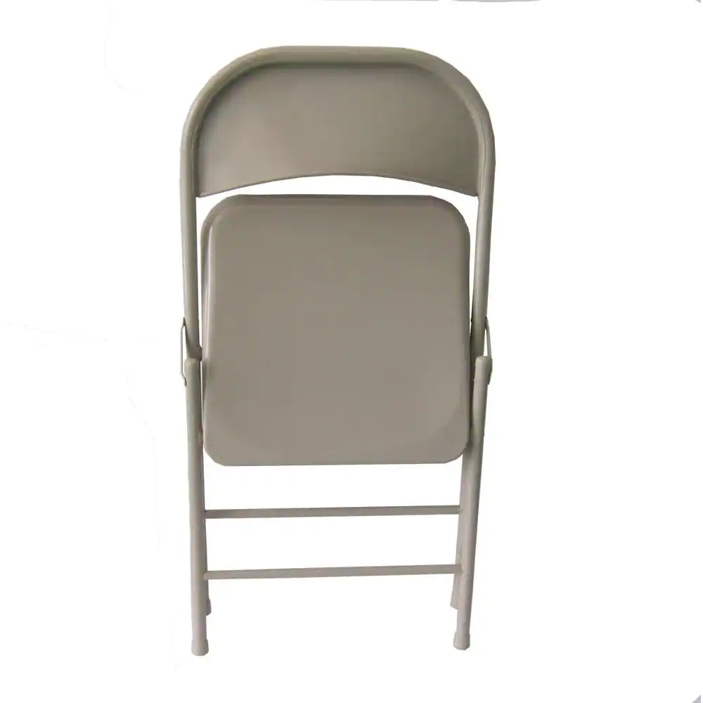 None Beige Metal Stackable Folding Chairs