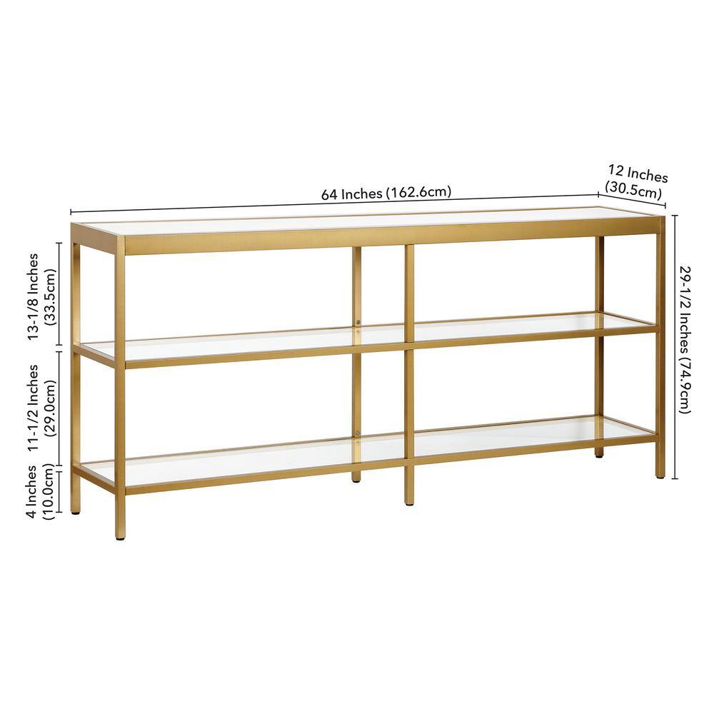 Meyer&Cross Alexis 64 in. Brass Rectangle Glass Console Table