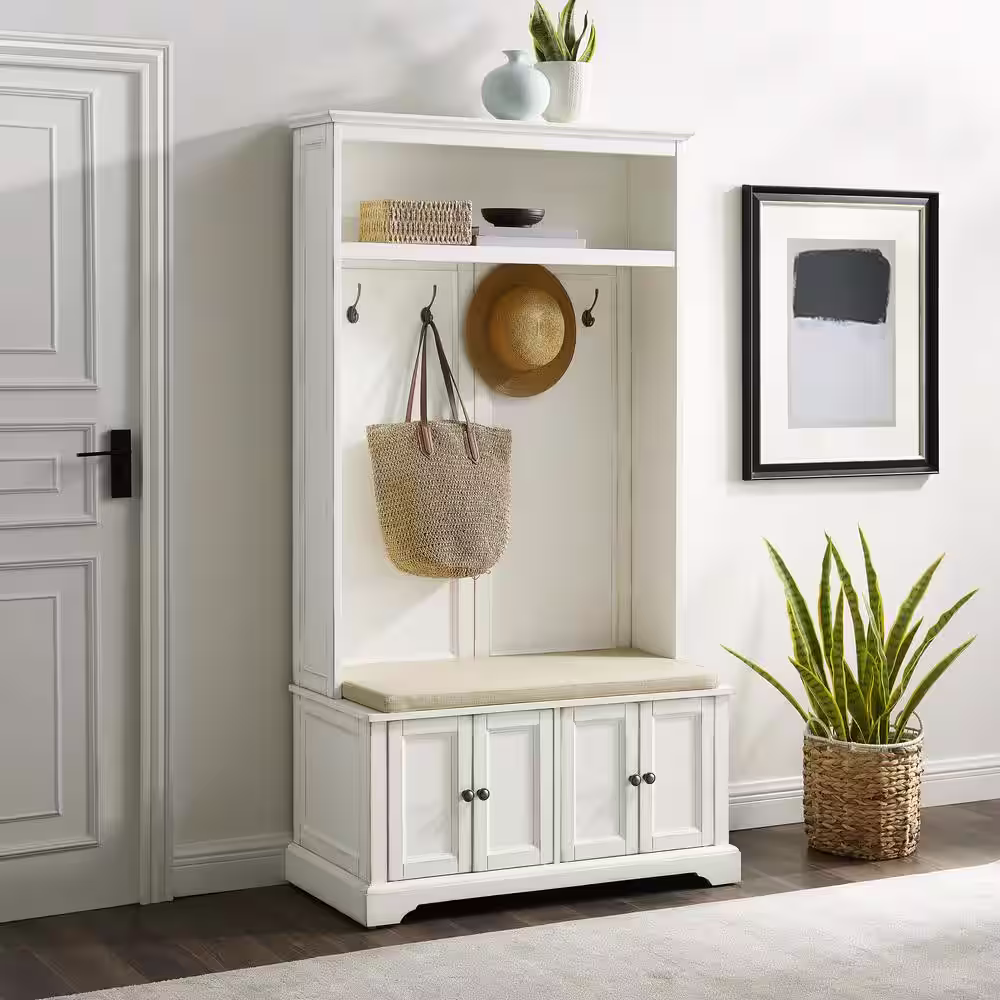 CROSLEY FURNITURE Holbrook Distressed White Hall Tree