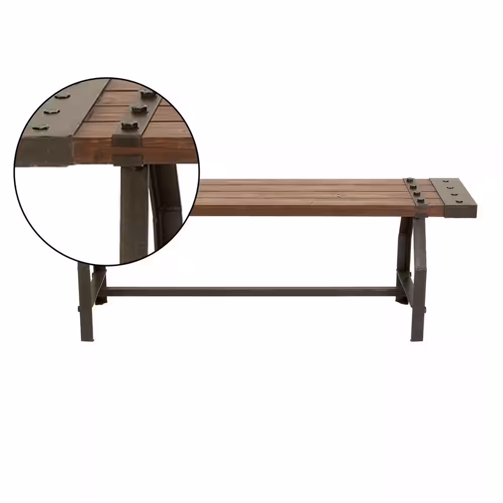 Litton Lane Brown Bench 18 in. X 55 in. X 13 in.