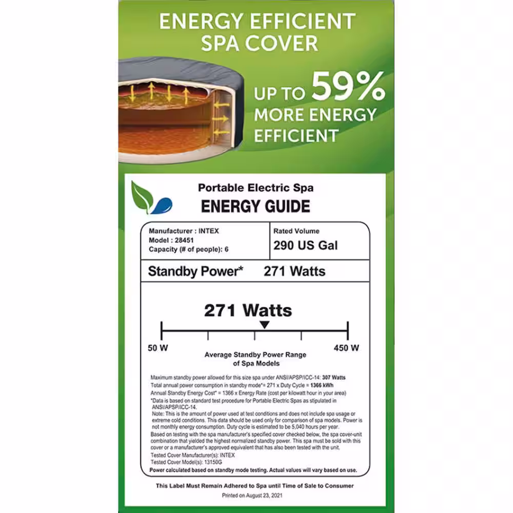 INTEX PureSpa Plus Greystone 6-Person Inflatable Square Hot Tub Spa, 94 in. x 28 in.