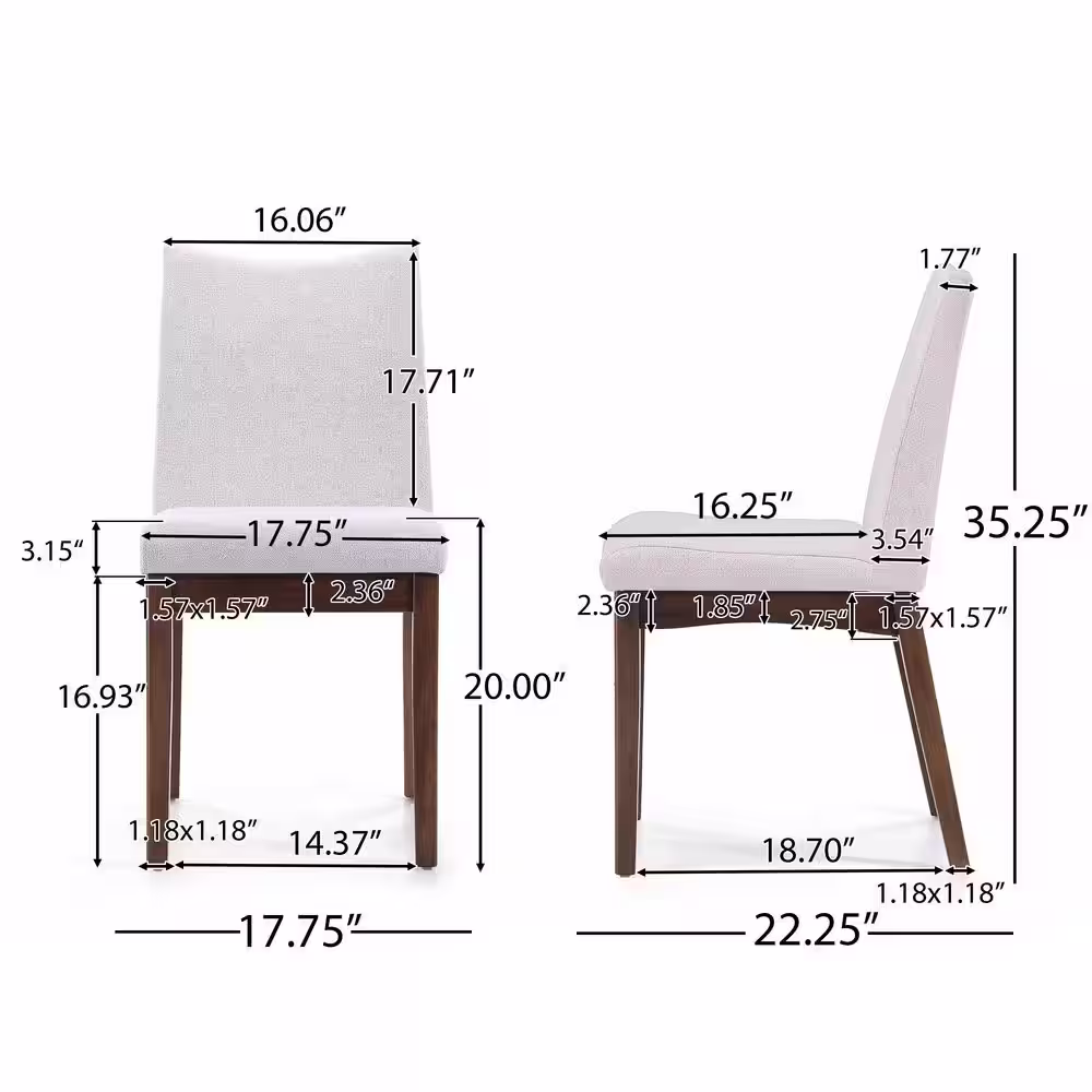Noble House Dimitri Light Beige and Walnut Fabric Upholstered Dining Chair (Set of 2)