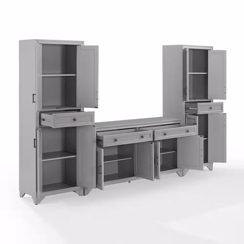 CROSLEY FURNITURE Tara 108.5 in Gray Entertainment Center with 4 Drawers Fits TV's up to 65 in with Cable Management