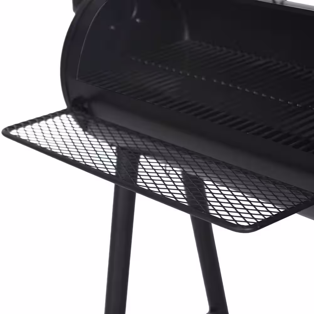PHI VILLA Offset Charcoal Smoker and Grill in Black