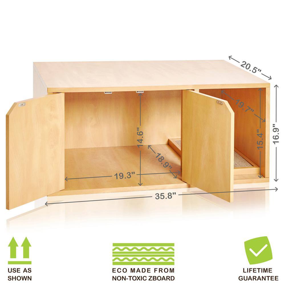 Way Basics Eco zBoard Natural Modern Cat Litter Box Enclosure Furniture