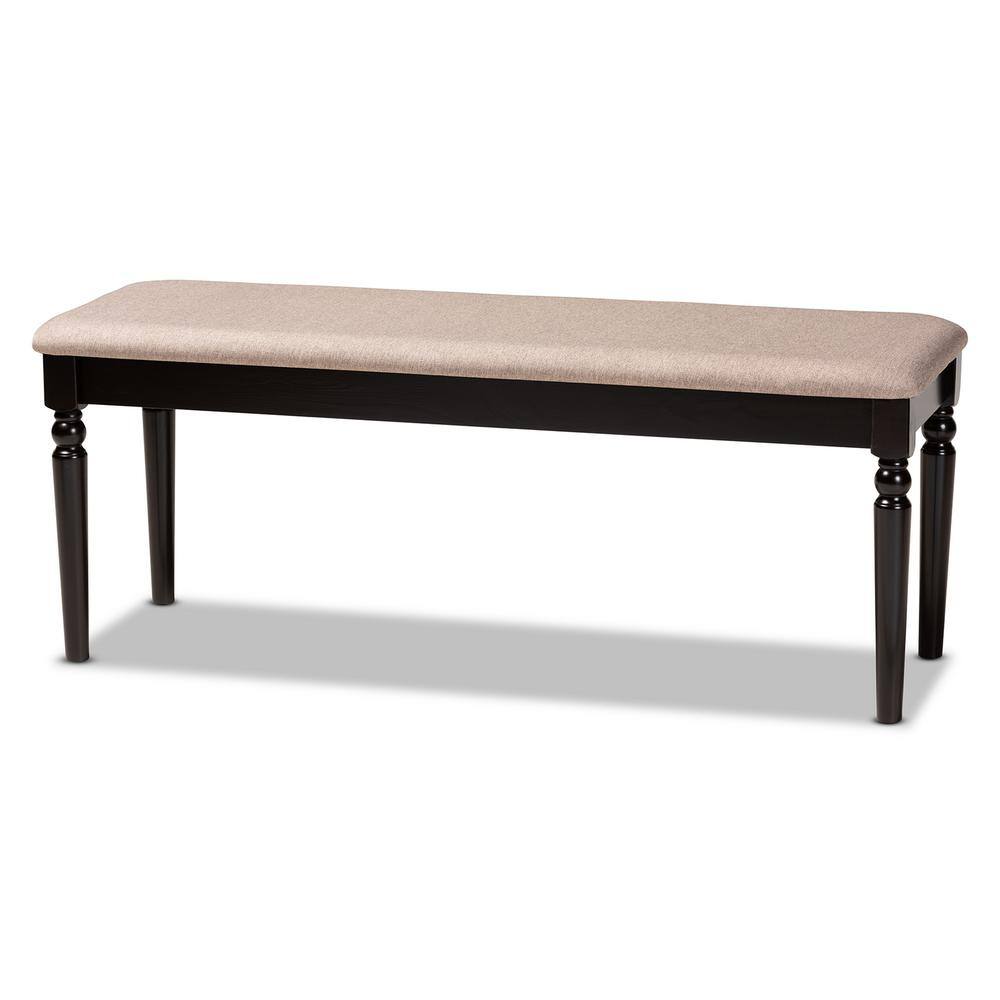 Baxton Studio Giovanni Sand and Dark Brown Dining Bench
