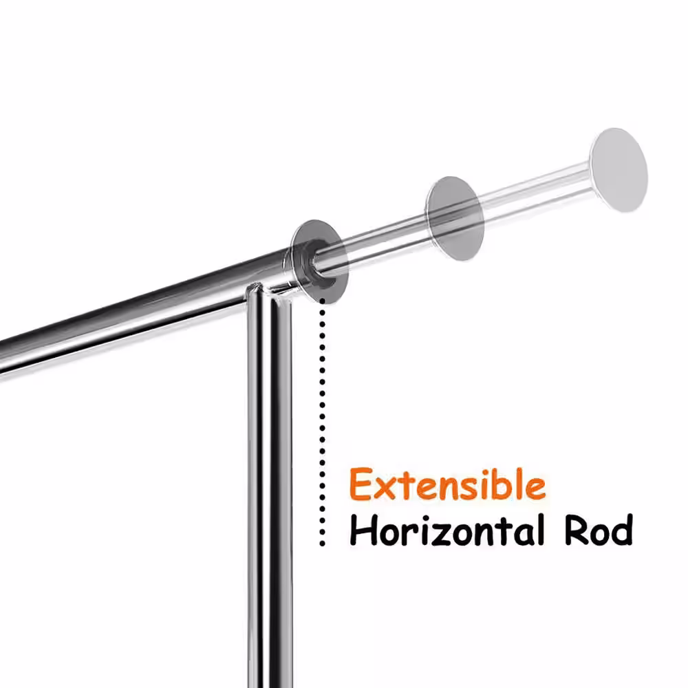 None Chrome Metal Extensible Garment Clothes Rack 42 in. W x 71 in. H