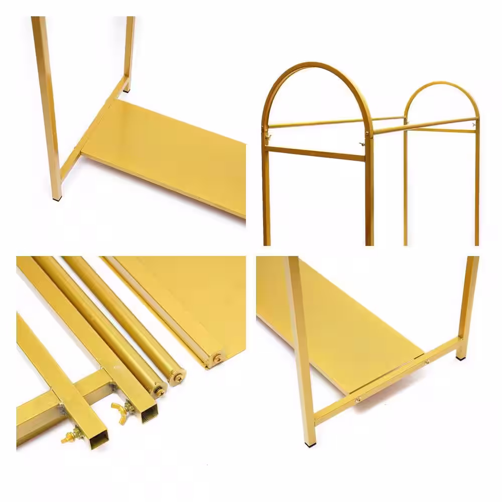None Floor-Standing Garment Display Stand Gold Metal Clothes Rack 45.66 in. W x 59.05 in. H