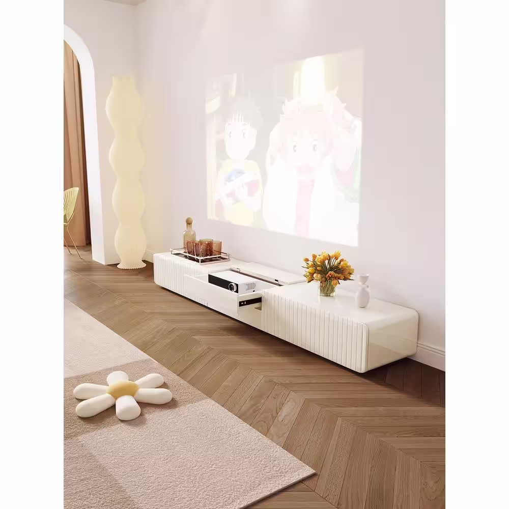 None White TV Stand Fits TVs up to 80 to 85 in.