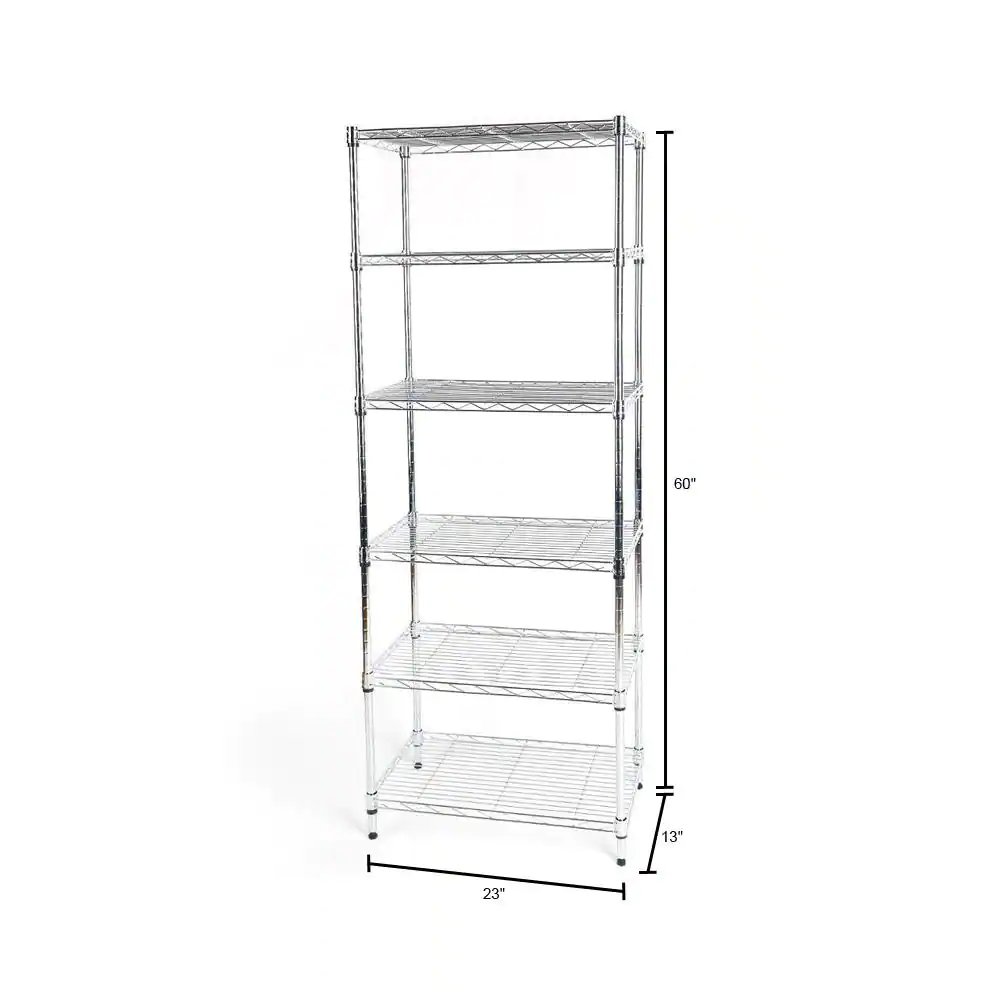 HDX 6-Tier Steel Wire Shelving Unit in Chrome (24 in. W x 60 in. H x 14 in. D)