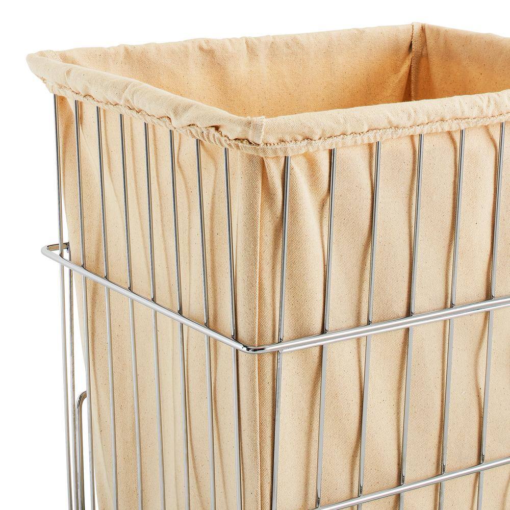 Rev-A-Shelf Chrome Metal Pullout Wire Clothes Hamper Basket with Liner and Mounting Hardware