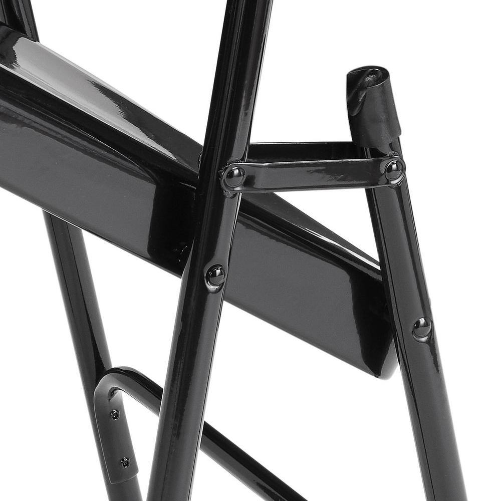 National Public Seating Black Metal Stackable Folding Chair (Set of 4)