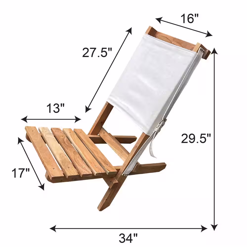 AmeriHome Acacia and Canvas Folding Chair