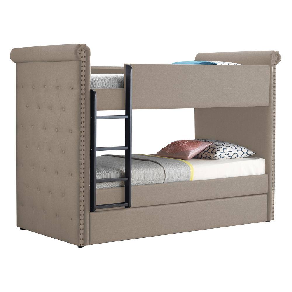 Acme Furniture Romana II Beige Fabric Twin/Twin Bunk Bed and Trundle