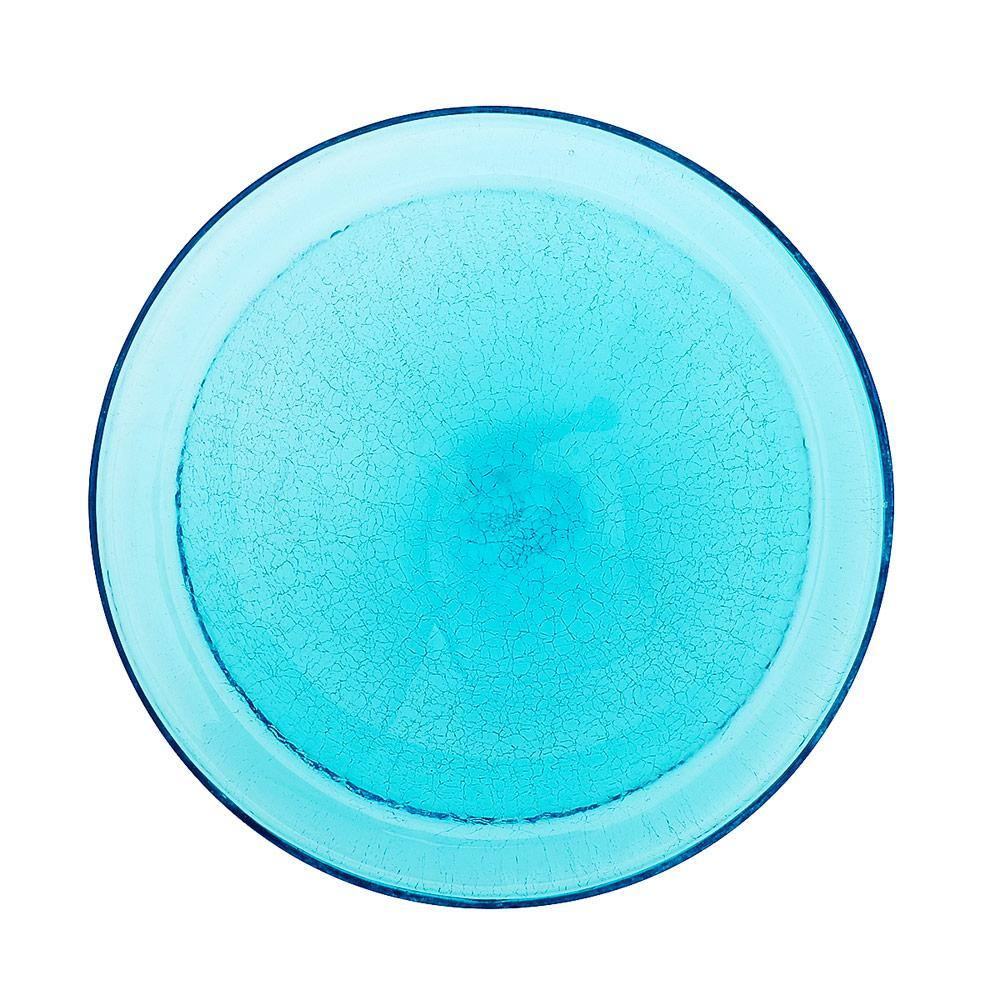 Achla Designs 12.5 in. Dia Teal Blue Reflective Crackle Glass Birdbath Bowl