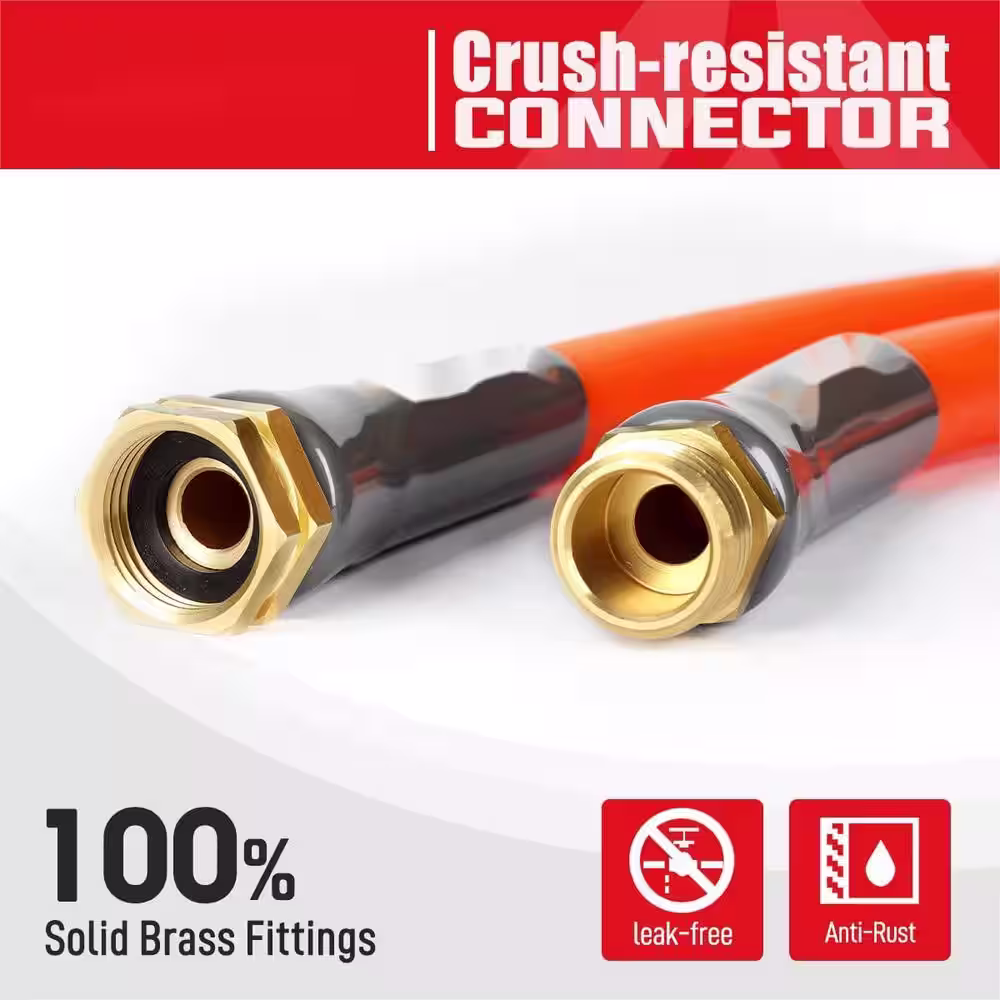 None 5/8 in. x 5 ft. Heavy-Duty Short Garden Hose, Super Flexible Leader hose, All-Weather, Light-Weight