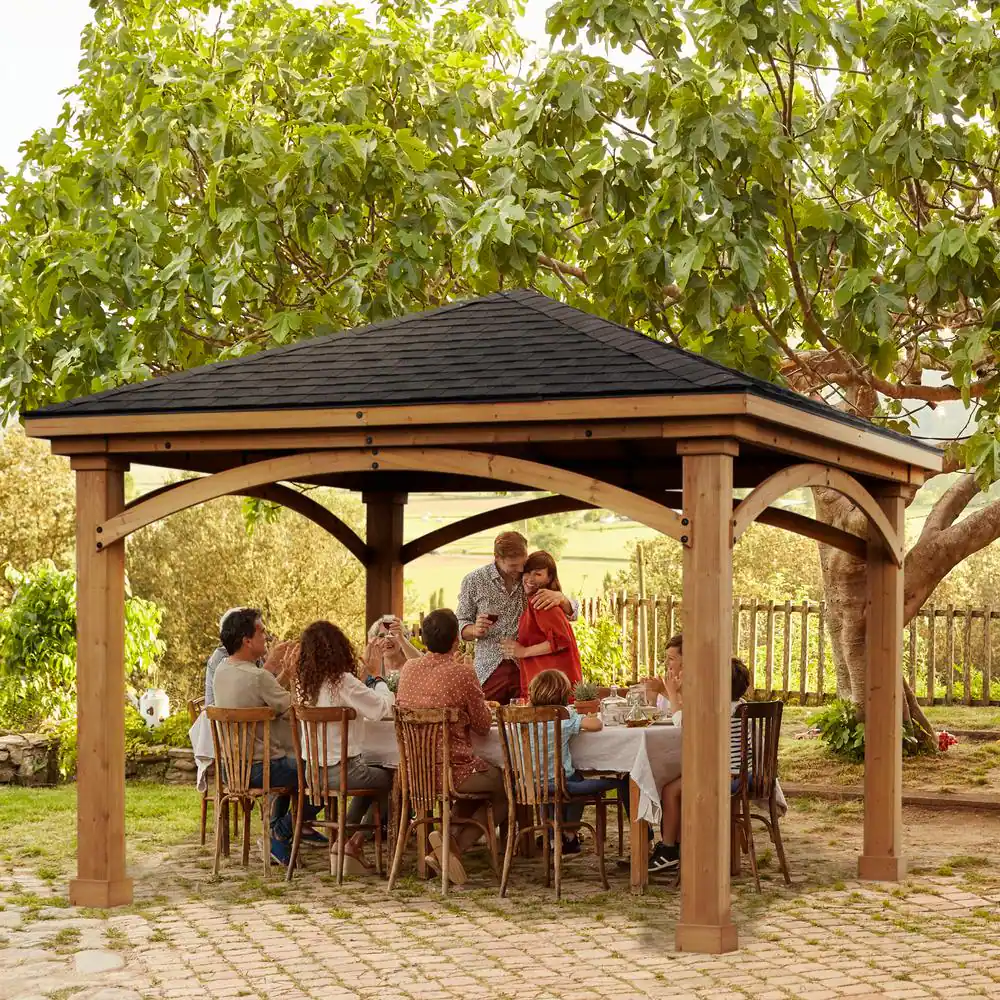 Lawnmaster Naples 12 ft. x 12 ft. Cedar Pergola Pavilion (Shingles not Included)
