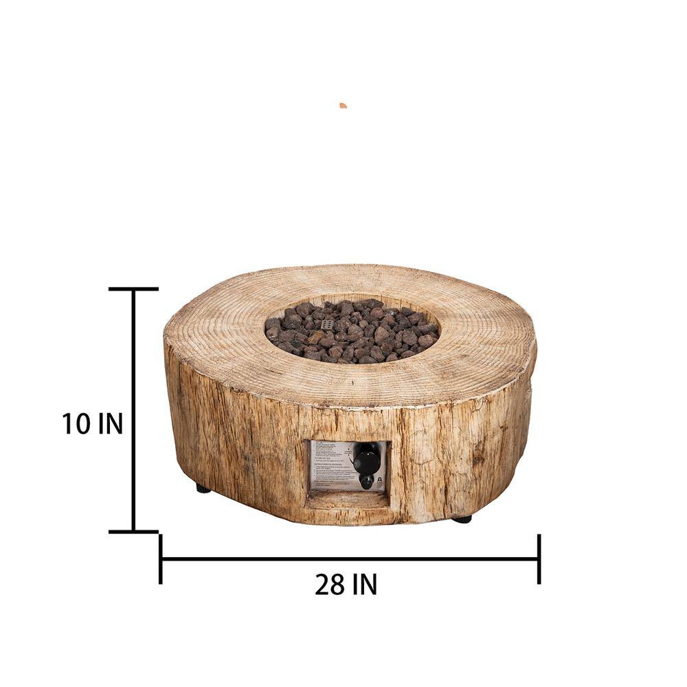 None Brown Round Stone 10.00 in. Outdoor Fire Pit Table with Water Proof Cover and Lava Rock