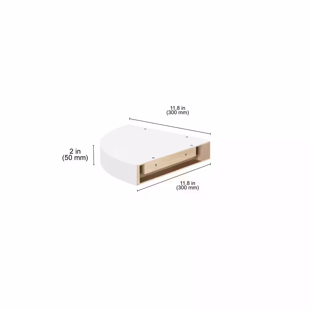 None BIG BOY Corner 11.8 in. x 11.8 in. x 2 in. White MDF Floating Corner Shelf with Brackets