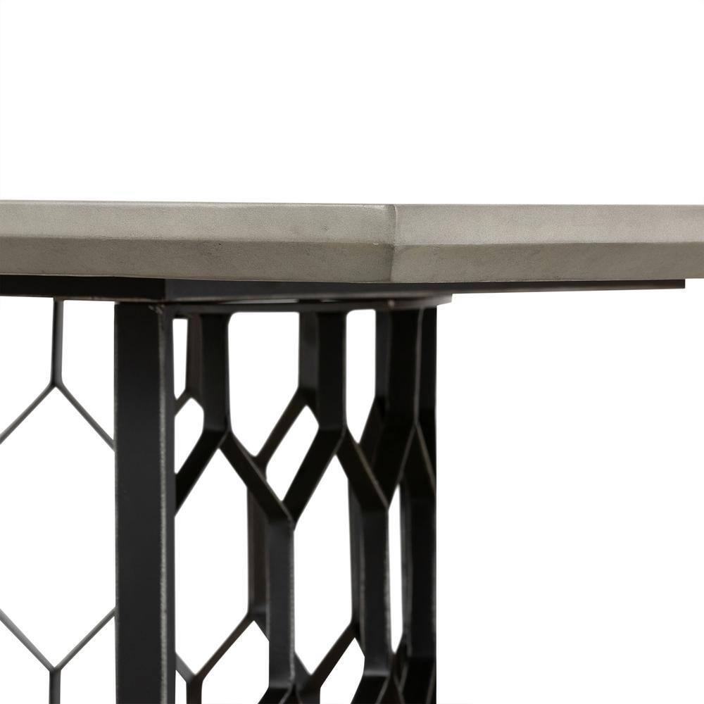 Armen Living Solange 87 in. W Rectangular Black Concrete Top and Metal Dining Table (Seats Up to 8)