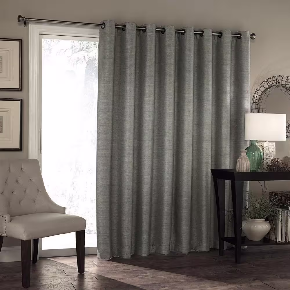 Eclipse Bryson Thermaweave  Grey Solid Polyester 100 in. W x 84 in. L Room Darkening Single Grommet Top Curtain Panel