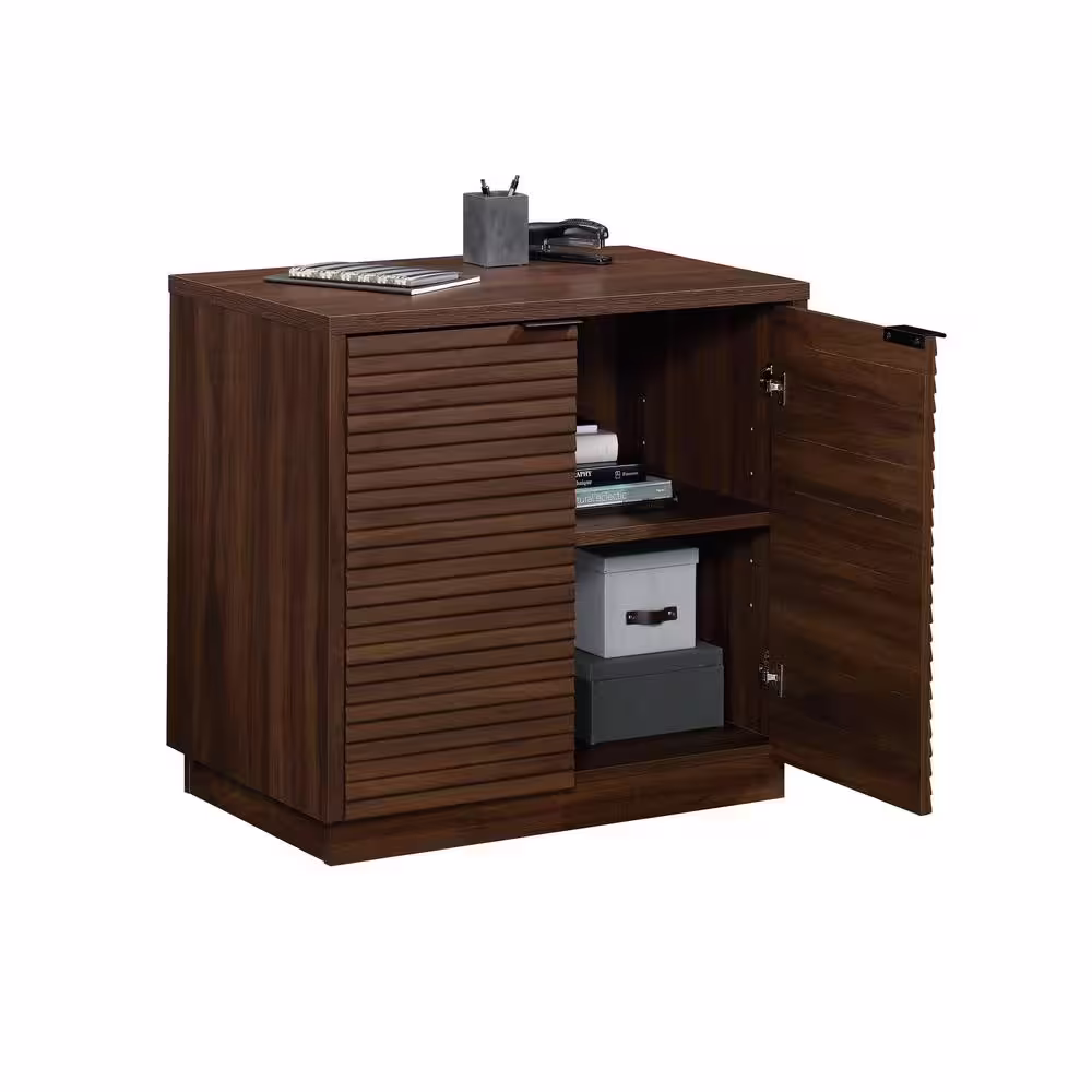 None Palo Alto Spiced Mahogany Accent Cabinet with Melamine Top and Doors