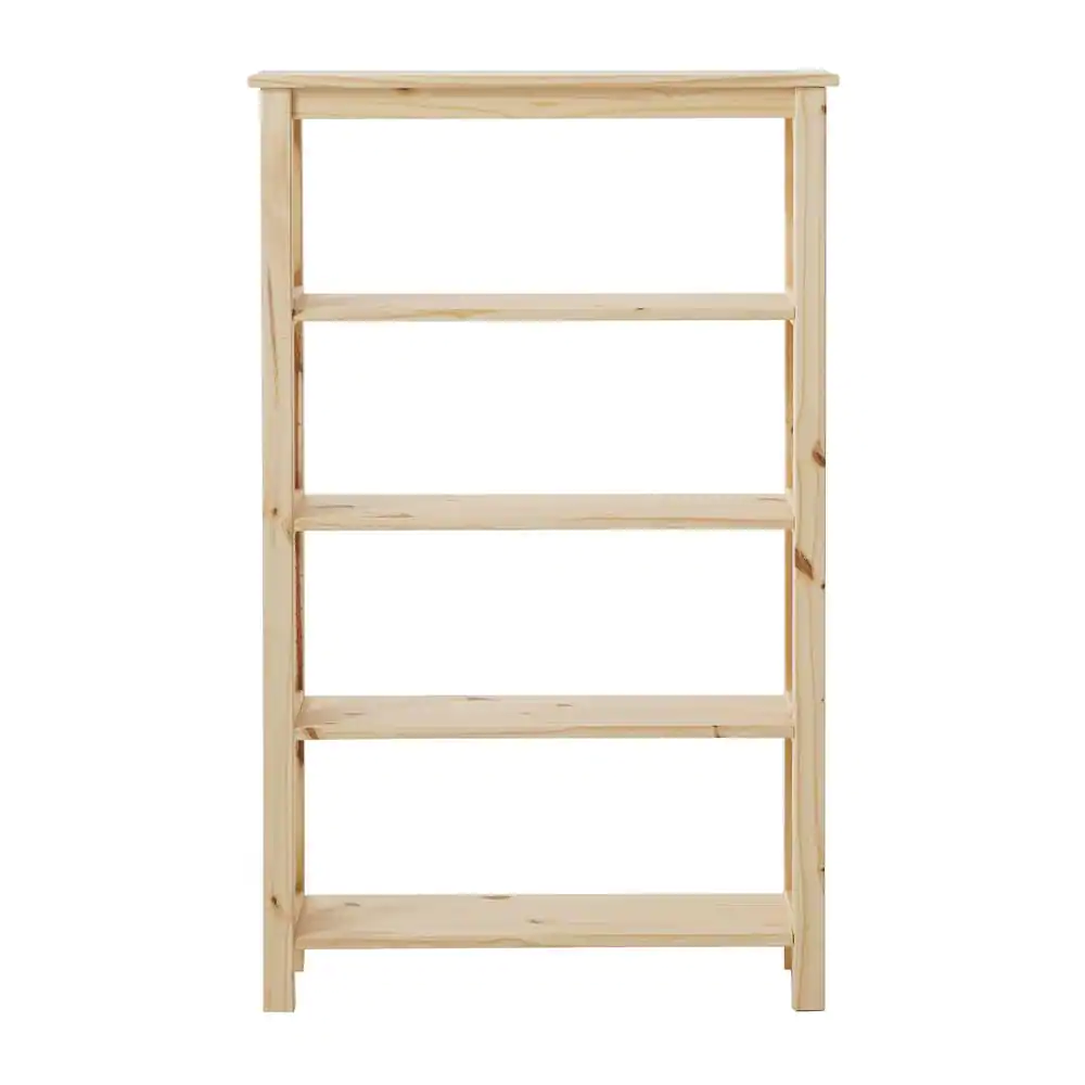 StyleWell 4-Shelf Unfinished Natural Pine Wood X-Cross Standard Bookcase (48 in. H)