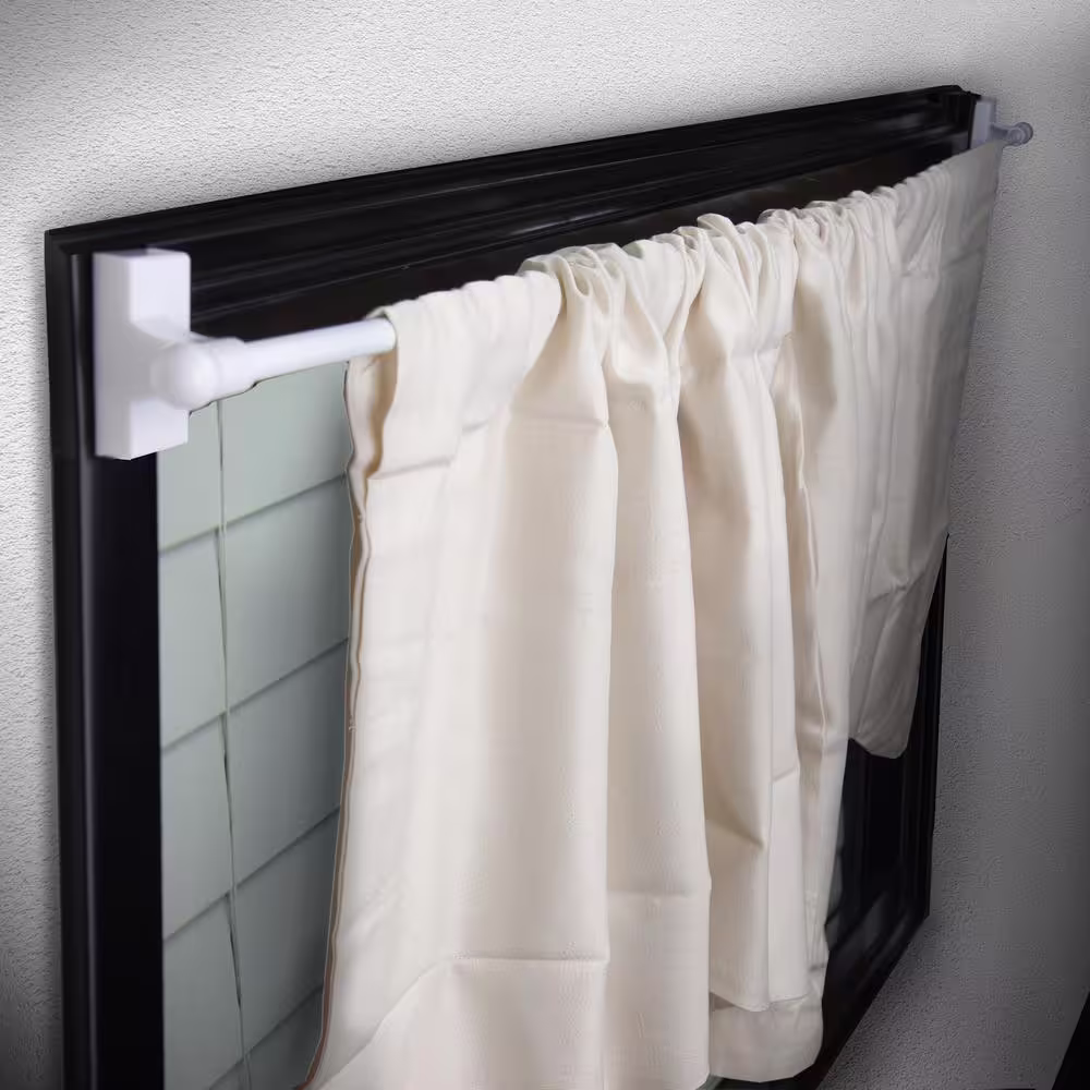 None 28 in. - 48 in. Single Curtain Rod in White with Finial