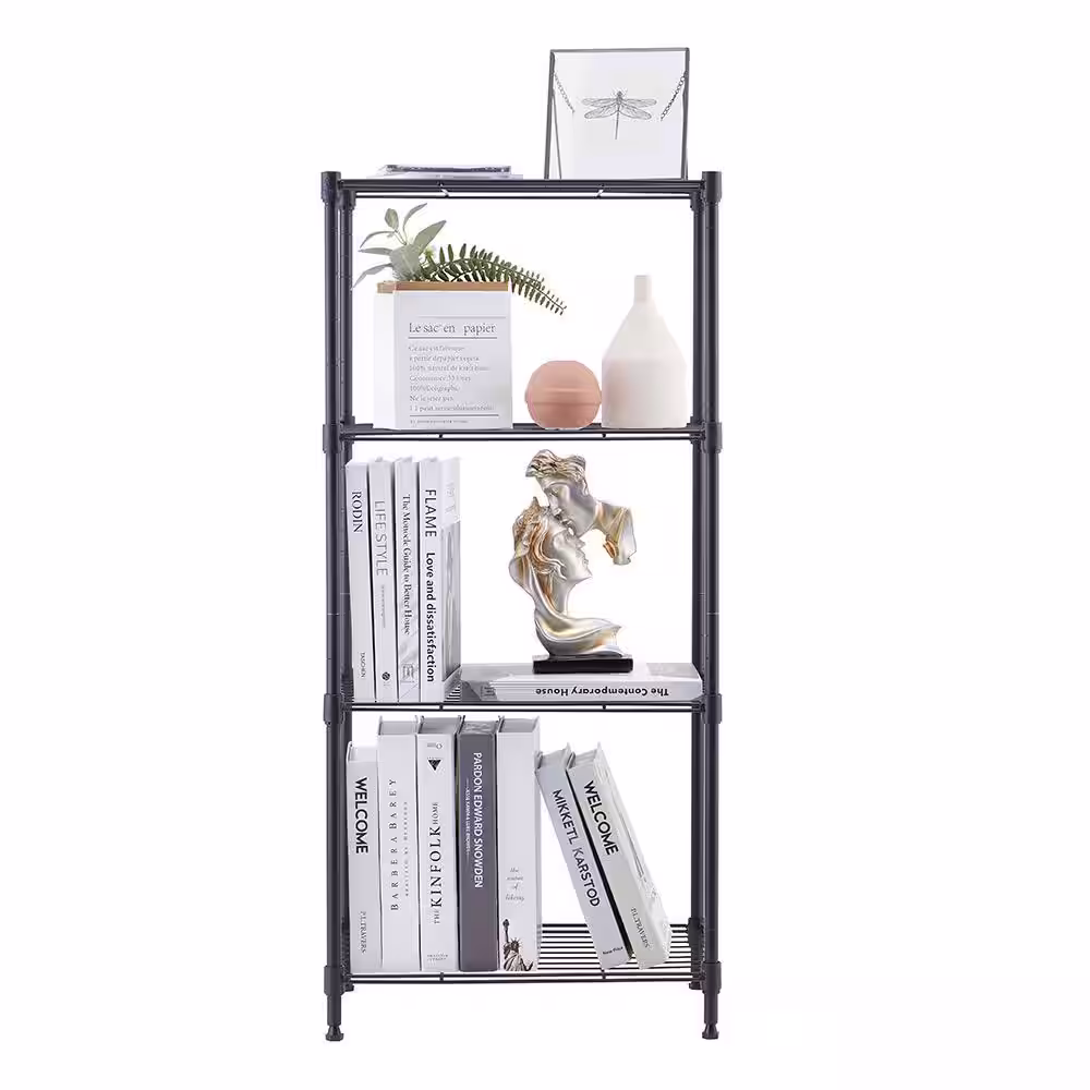 mzg 4 Tier Grey Powder Coating Wire Shelving Unit 12 in. x 18 in. x 39 in.
