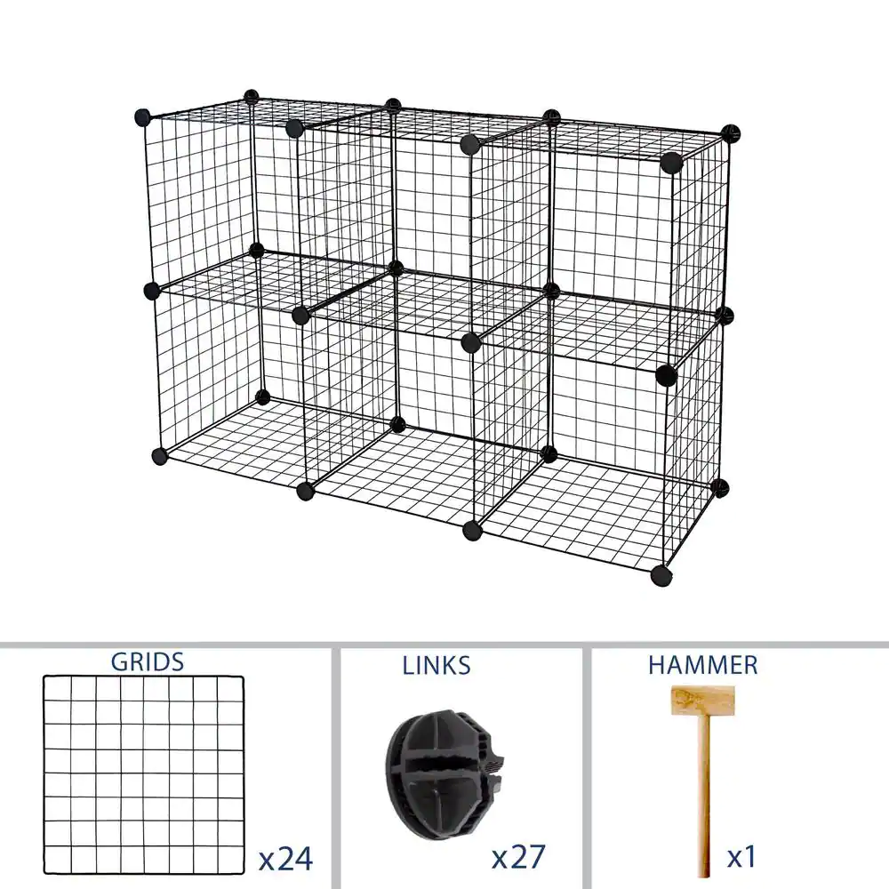 MOUNT-IT! 1 Gal. Wire Storage Cubes 6-Cube Metal Grid Organizer