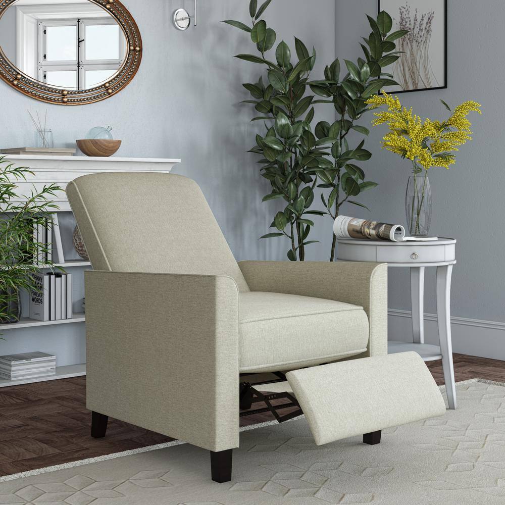 StyleWell Maycotte Biscuit Beige Upholstered Pushback Recliner