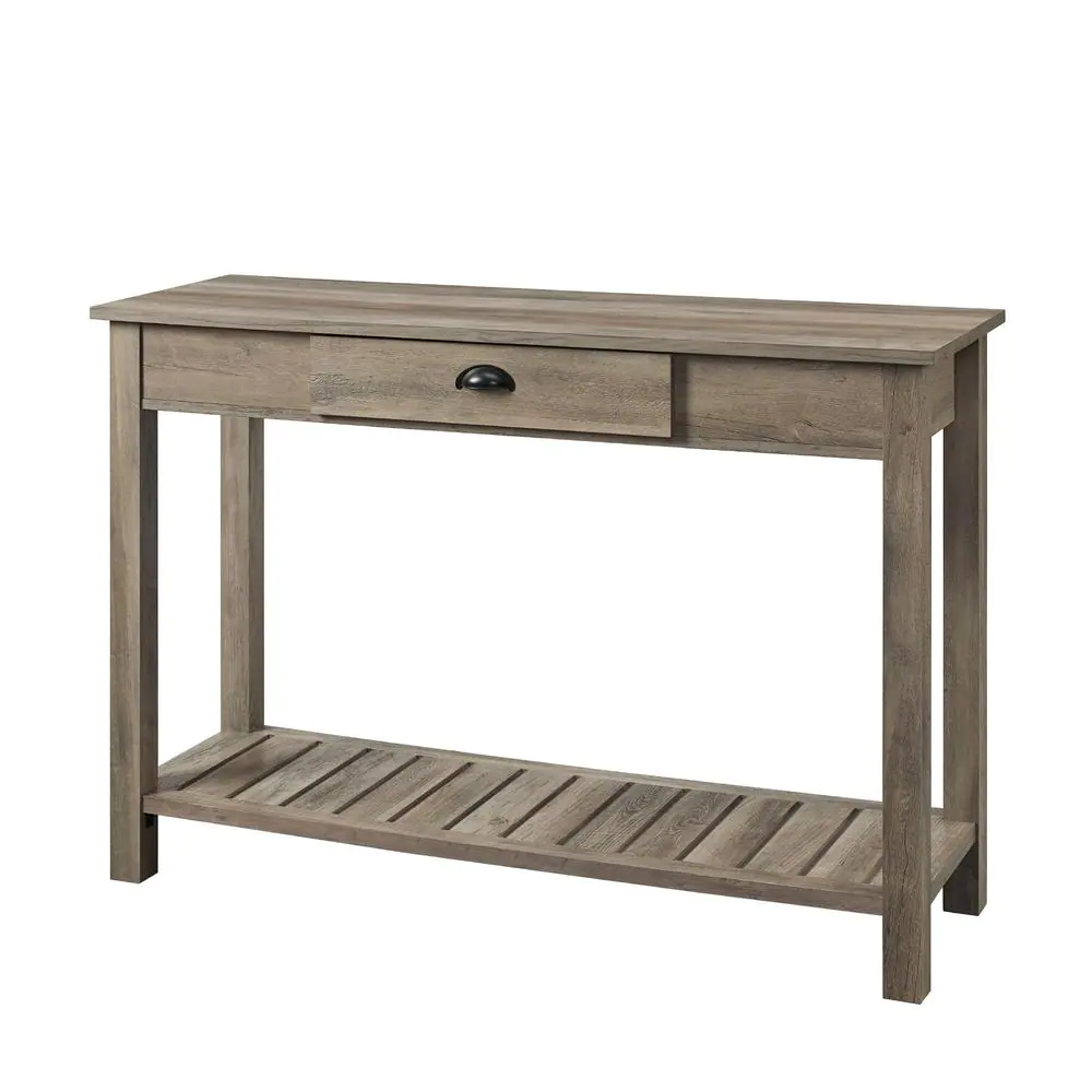 Walker Edison Furniture Company Country 48 in. Gray Wash Standard Rectangle Wood Console Table with Drawers