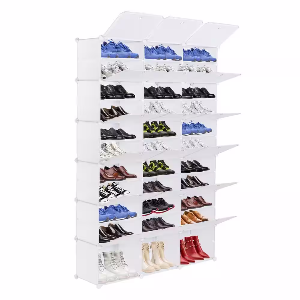None 70.87 in. H 66-Pair White Shoe Rack