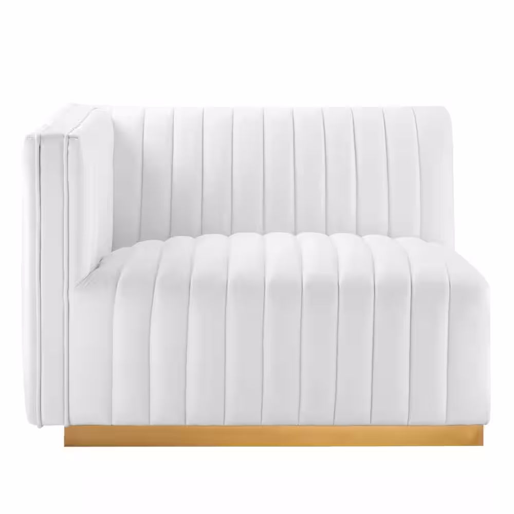 Modway Conjure 114 in. Channel Tufted Performance Velvet 5-Piece Sectional in Gold White