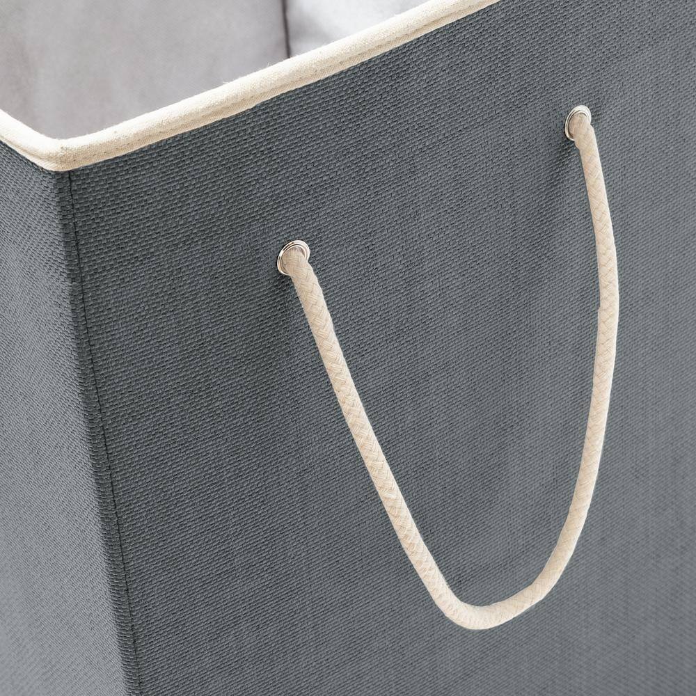 Honey-Can-Do Grey Collapsible Resin Hamper with Two Compartments